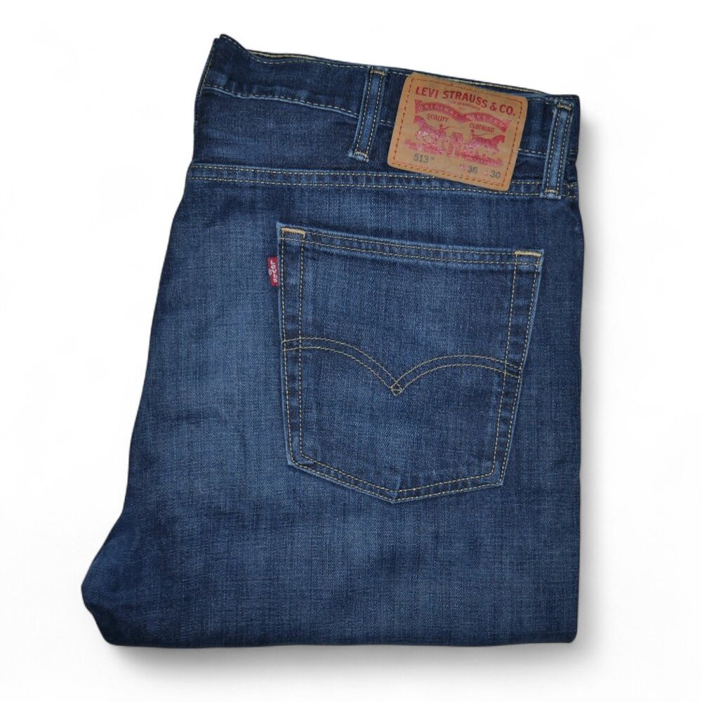 Levi's 513 Mens Size 38x30 Jeans Slim Straight Fit Dark Wash Slimming EUC